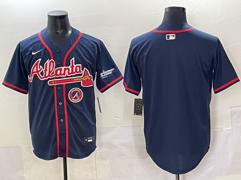 Men Atlanta Braves Blank Drak Blue  joint name Nike 2025 MLB Jersey style 06->atlanta braves->MLB Jersey